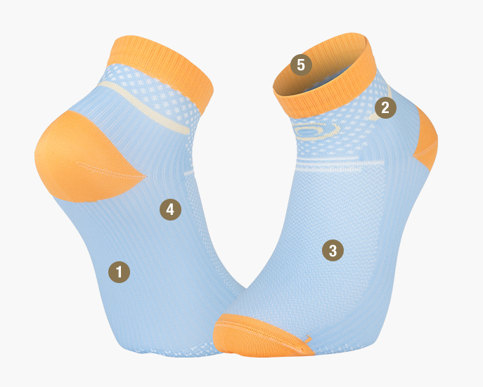 Calzini Light RUN blu cielo/Arancione